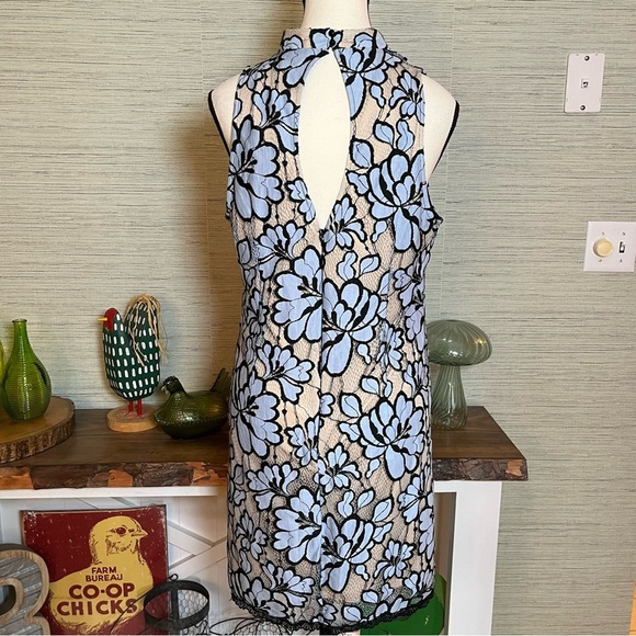 Plenty by Tracy Reese Lin Lace Blue Floral Lace Overlay Dress Size 10 Halter - Picture 4 of 7